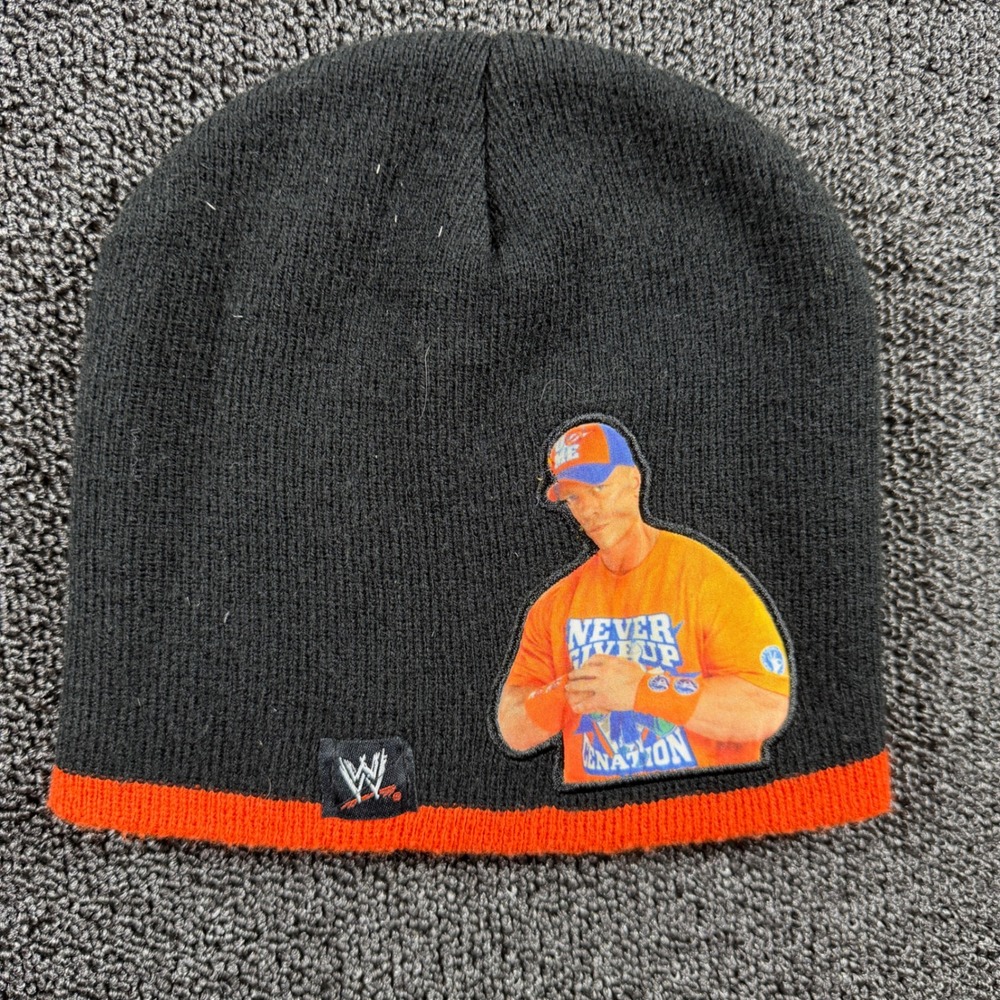 WWE John Cena Beanie Hat Black Orange Hustle Loyalty Respect 2010 OSFM Wrestling